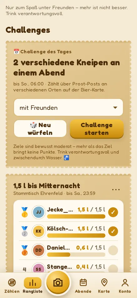Screenshot: Challenges